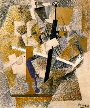 Pipa violín botella Bajo 1914 cubismo Pablo Picasso Pinturas al óleo